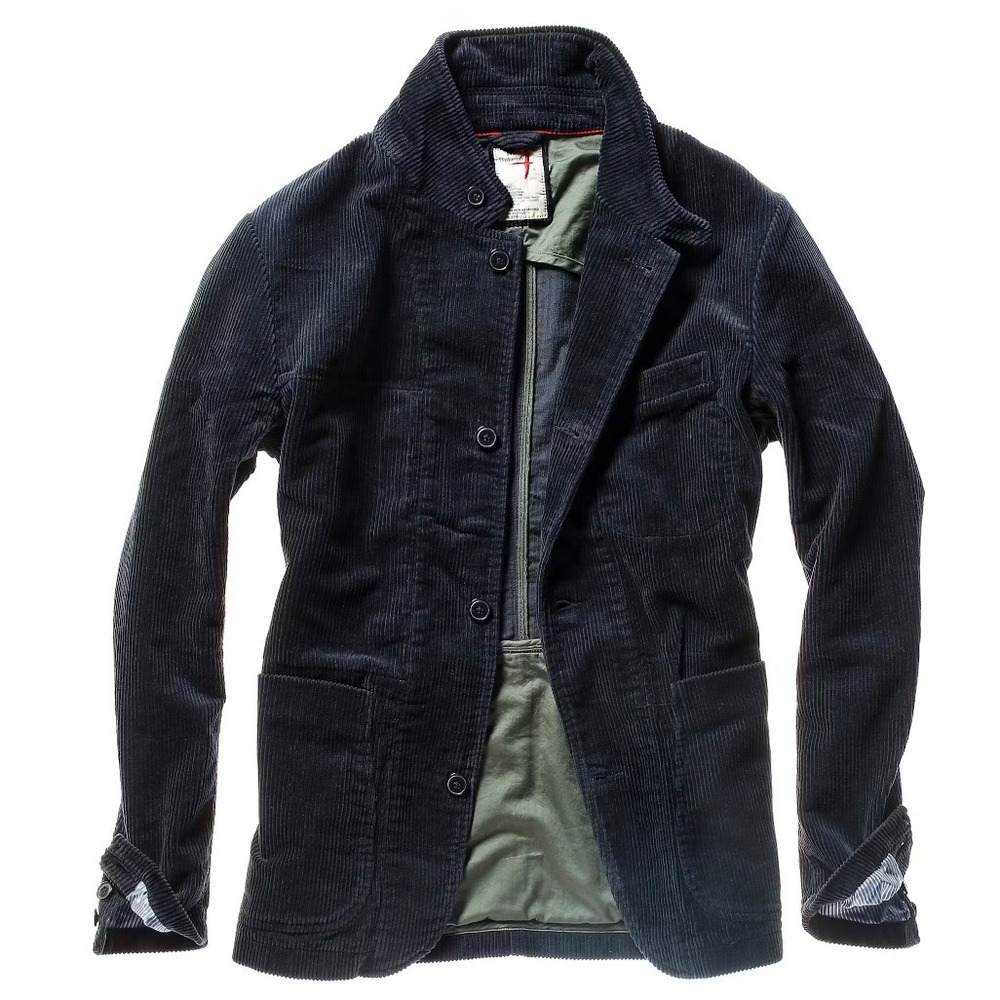 Relwen Corduroy Trap Blazer Mens Medium Dark Navy Blue Cord Stretch Jacket